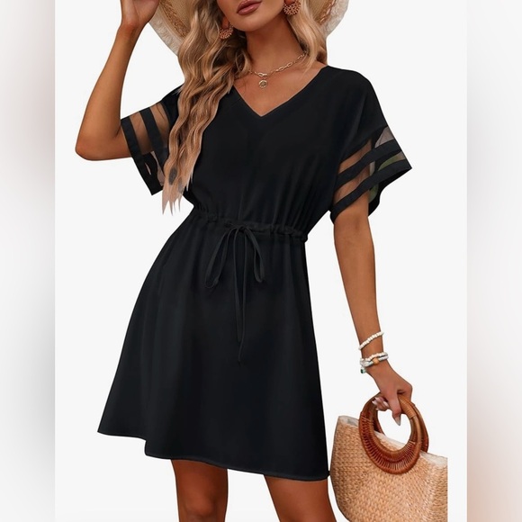 BMJL Other - NWT Women's Swimsuit Coverup Beach Dress V Neck Chiffon Black Size Medium